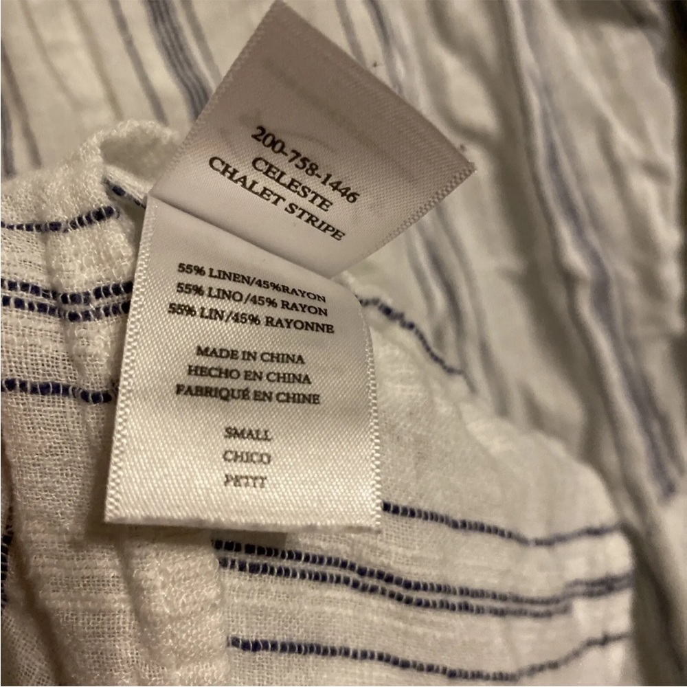 Rails Small Celeste Chalet Stripe Linen Button Bl… - image 4